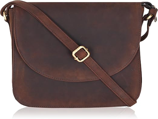 RAYONES EN EL CUERO-Bolso bandolera de cuero genuino para mujer con correa ajustable, bolsillo para móvil y cremallera exterior e interior