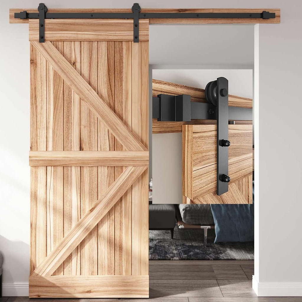 Kit de rieles para puertas corredizas de granero EaseLife de 1.2 m (4 pies), funcionamiento suave y silencioso, fácil instalación (kit de rieles de 1.2 m para puerta individual de 61 cm (24") de ancho).