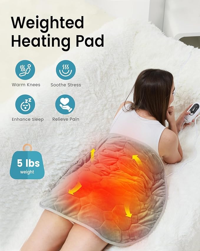 immtree – Almohadilla Térmica con Peso 5lbs | Talla XXXL 29"x24" | Tecnología Fast Heat | Alivio Profundo de Dolor | Espalda, Hombro y Rodilla