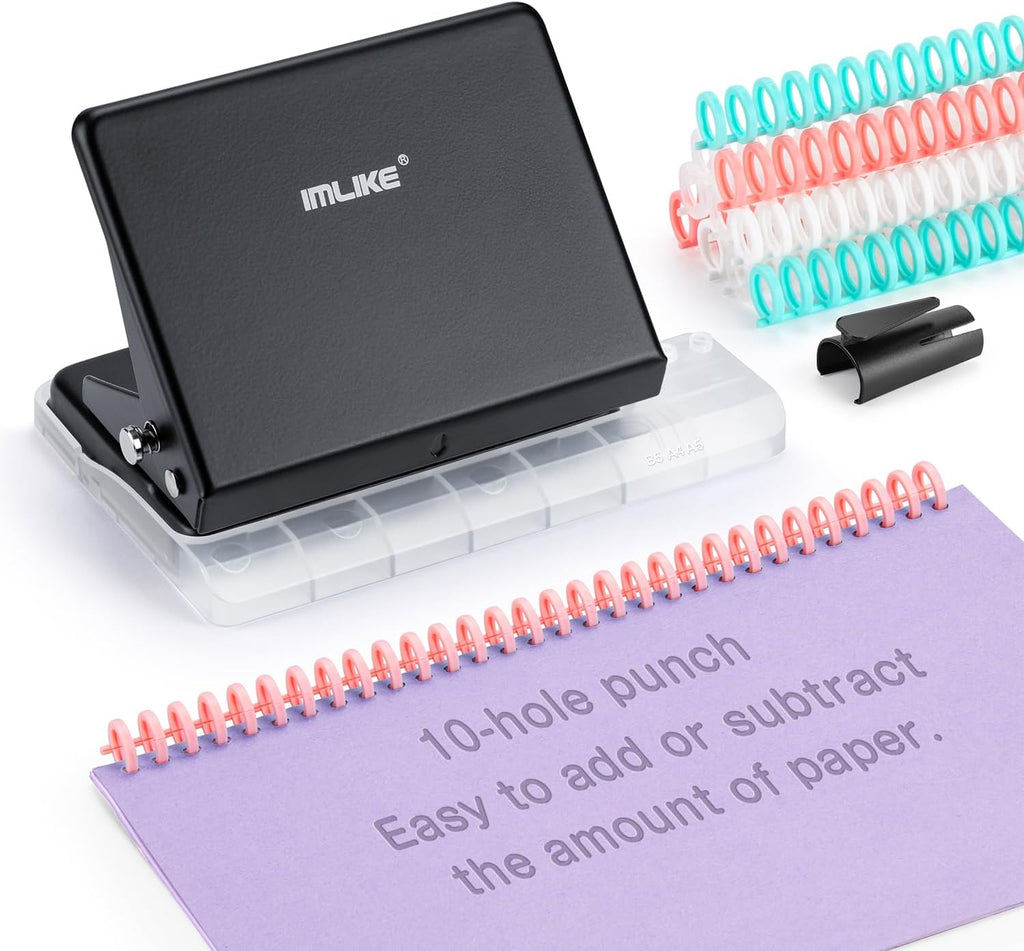 IMLIKE Máquina encuadernadora de 10 agujeros para planificadores