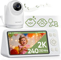 Bonoch 2K Baby Monitor Pro - 5.5" Screen No WiFi Video Camera - 240H Battery, 1600ft Range, Smart Detection (Crying/Motion/Turnover) - Night Vision, 2-Way Audio, White Noise - Perfect Baby Shower Gift