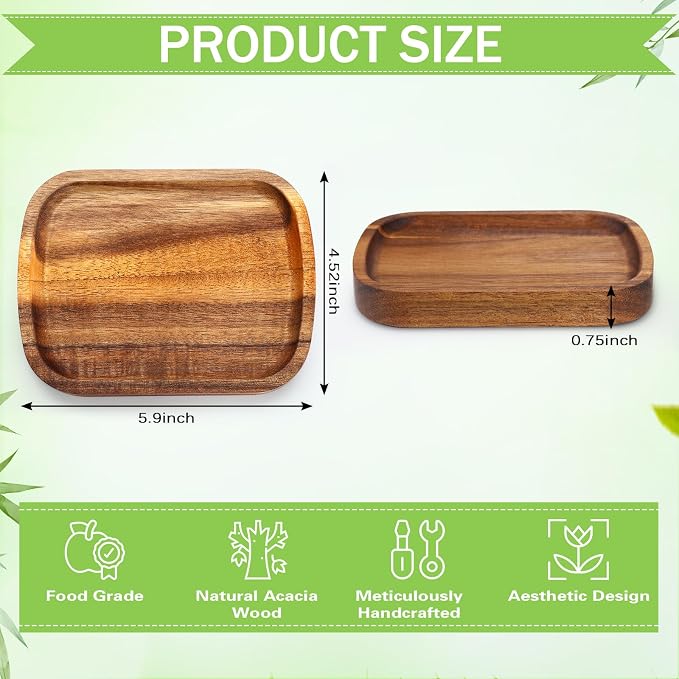 Honeydak 4 piezas de soporte para cucharas de madera de acacia para estufa, hecho a mano, de madera lisa, soporte para cucharones, pinzas, accesorios de cocina, regalos de inauguración de la casa, 5.9 x 4.5 pulgadas