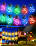 Solar String Lights Outdoor Waterproof,50FT 25LEDs Warm White & Multicolor Hanging Lights G40 Globe Solar Powered String Lights Outdoor with 8 Modes,Timer,Solar String Light for Outside Patio Yard