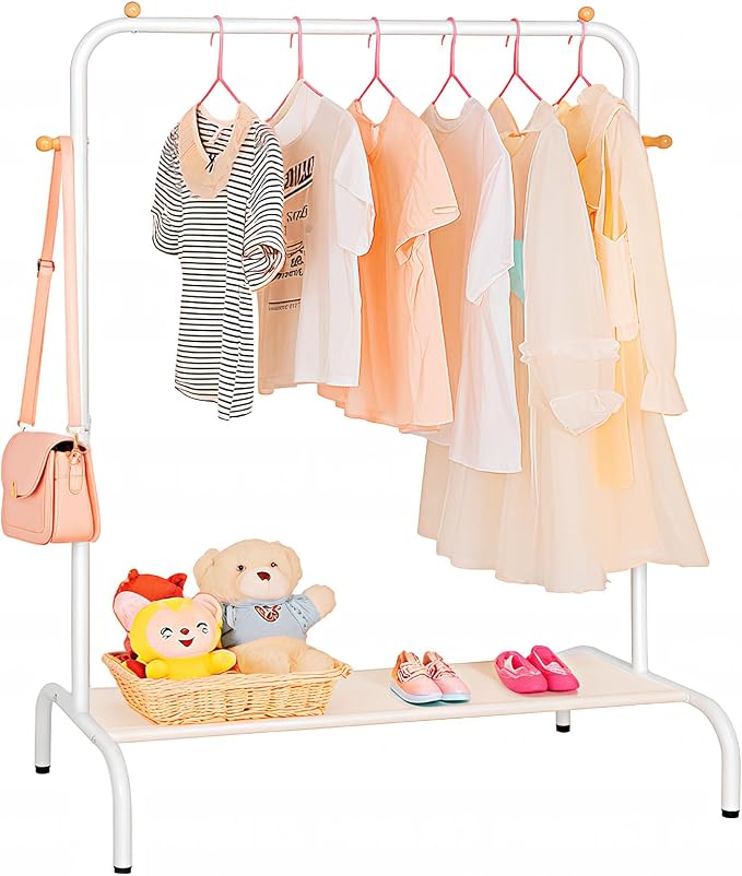 Perchero de ropa para niños – Perchero con estante inferior de almacenamiento para niños