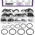 Swpeet 150 piezas 10 tamaños 10 mm-26 mm Acero al carbono para muelles Acero al manganeso Alambre redondo Clips en C Kit surtido de anillos de retención externos, M10 M12 M14 M16 M18 M20 M22 M20 M24 M25 M26 Anillos de retención de alambre redondo para eje