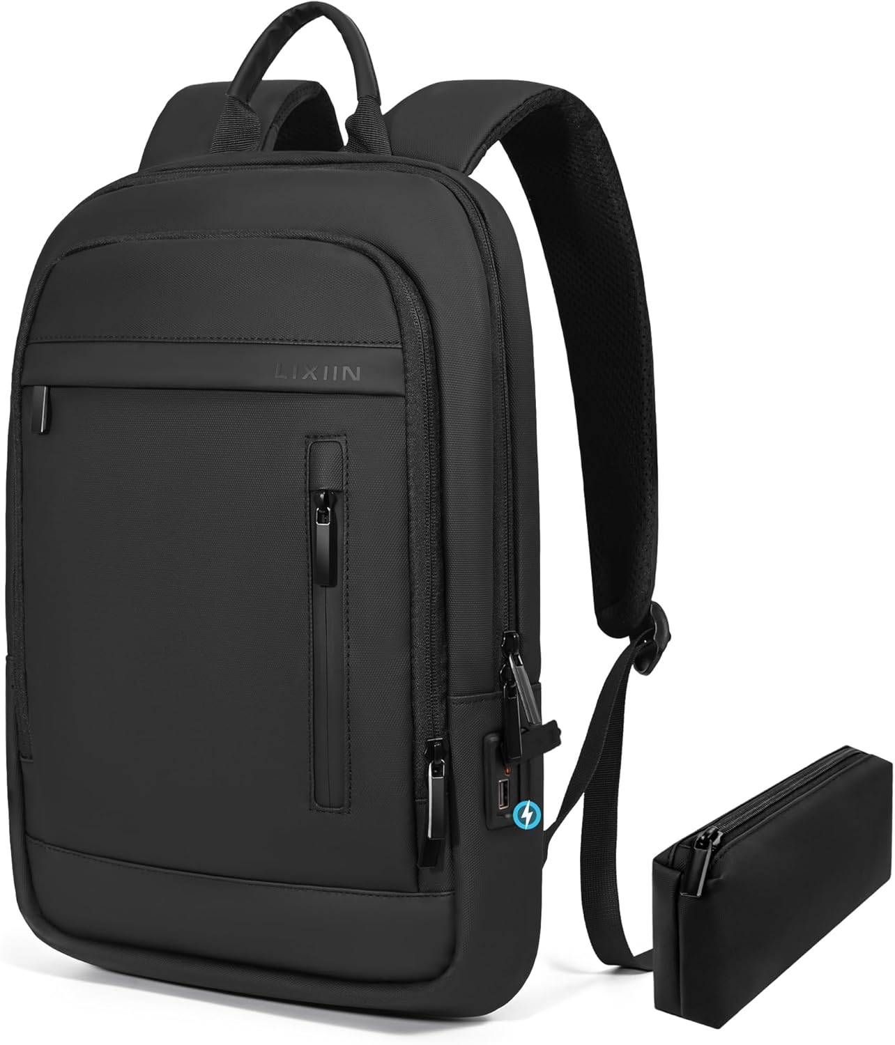 Lixiin Business Backpack for Men Lightweight Commute Laptop Backpack Anti-Theft Water Resistant Backpack for 15.6 Inch Computer for Daily Office Work with Small Bag (Black)