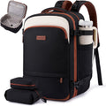 Mochila de mano LOVEVOOK para mujer y hombre, mochila de viaje aprobada para vuelos, bolsa de viaje personal de 55 L, bolsa de fin de semana de negocios con portavasos y 2 cubos, 18 pulgadas, negro-beige-marrón