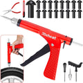 Kit de reparación de pinchazos para neumáticos sin cámara Richcat con tapón de hongo. Repara pinchazos y desinflados en motocicletas, automóviles, camiones y vehículos todo terreno. Kit de reparación de pinchazos con pistola. 