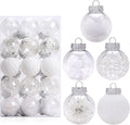 Generic Juego de bolas festivas grandes para decoración de árbol de Navidad, color blanco
