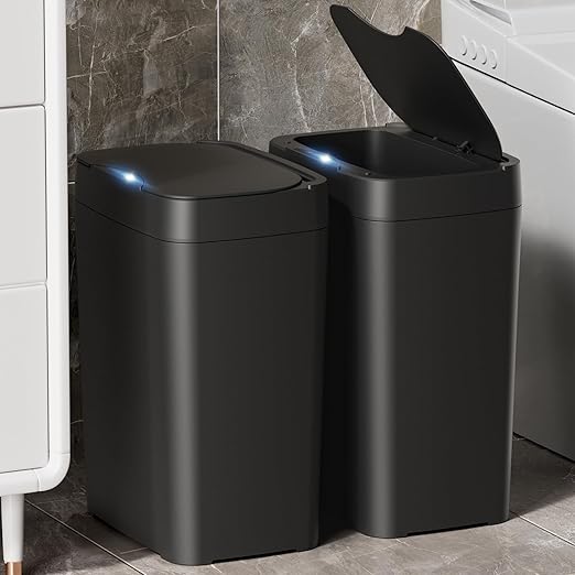 Papeleras Automáticas Vanpopubs 2Pack — Cubo de Basura Inteligente 2.7 Gal con Sensor de Movimiento, Tapa Automática y Sin Contacto, Negro