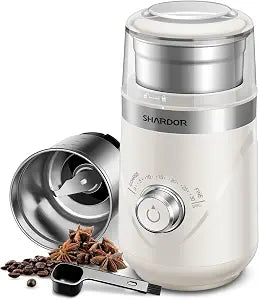 SHARDOR Molinillo de Café Eléctrico Ultra Silencioso | Control de Tiempo con Perilla Rotatoria | Molienda Gruesa a Fina | Para Café, Especias y Hierbas | Tazón de Acero Inoxidable | Crema