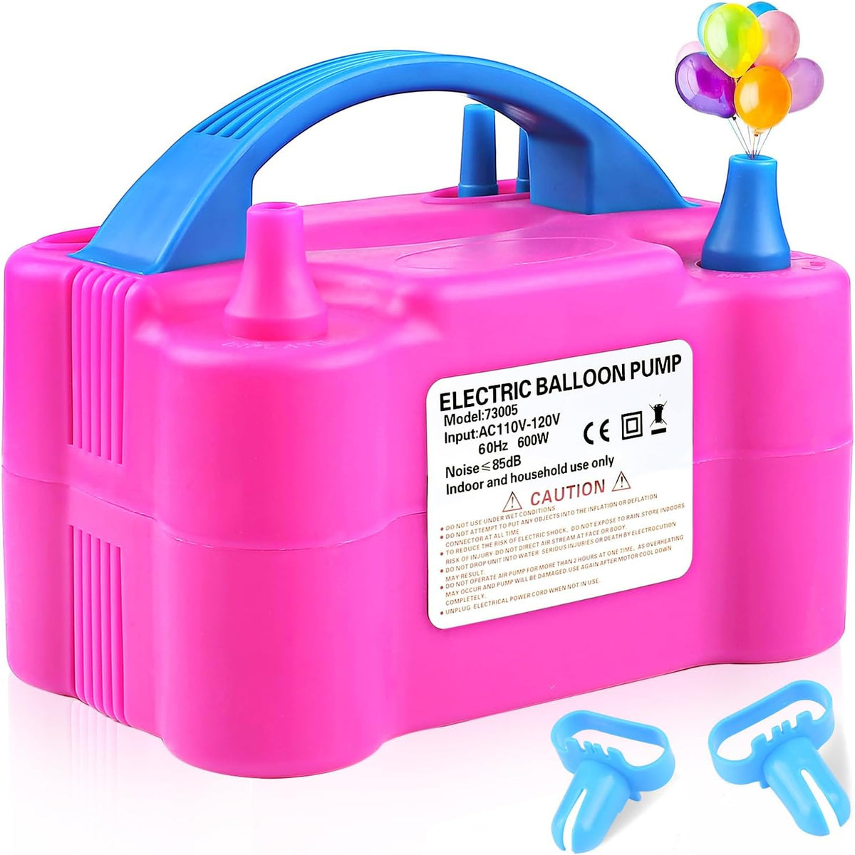 Bomba Eléctrica para Globos 110V 600W – Doble Boquilla con 2 Herramientas para Anudar, Ideal para Fiestas y Decoración