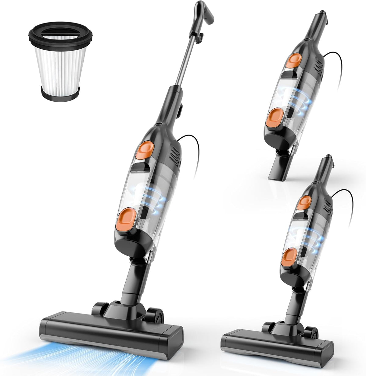 USADO-Vazone R6X Aspiradora Vertical con Cable para el Hogar | Succion Potente de 20Kpa | Cable de 5 Metros | Aspiradora 2 en 1 Ligera de Mano para Piso de Madera y Pelo de Mascota