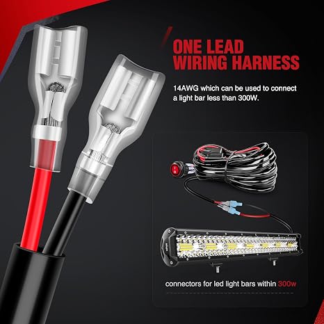 Nilight Kit de arnés de cableado de 14 AWG – 1 cable resistente interruptor de encendido y apagado de 12 V de alimentación de 40 amperios fusible de hoja para barra de luz LED todoterreno, color