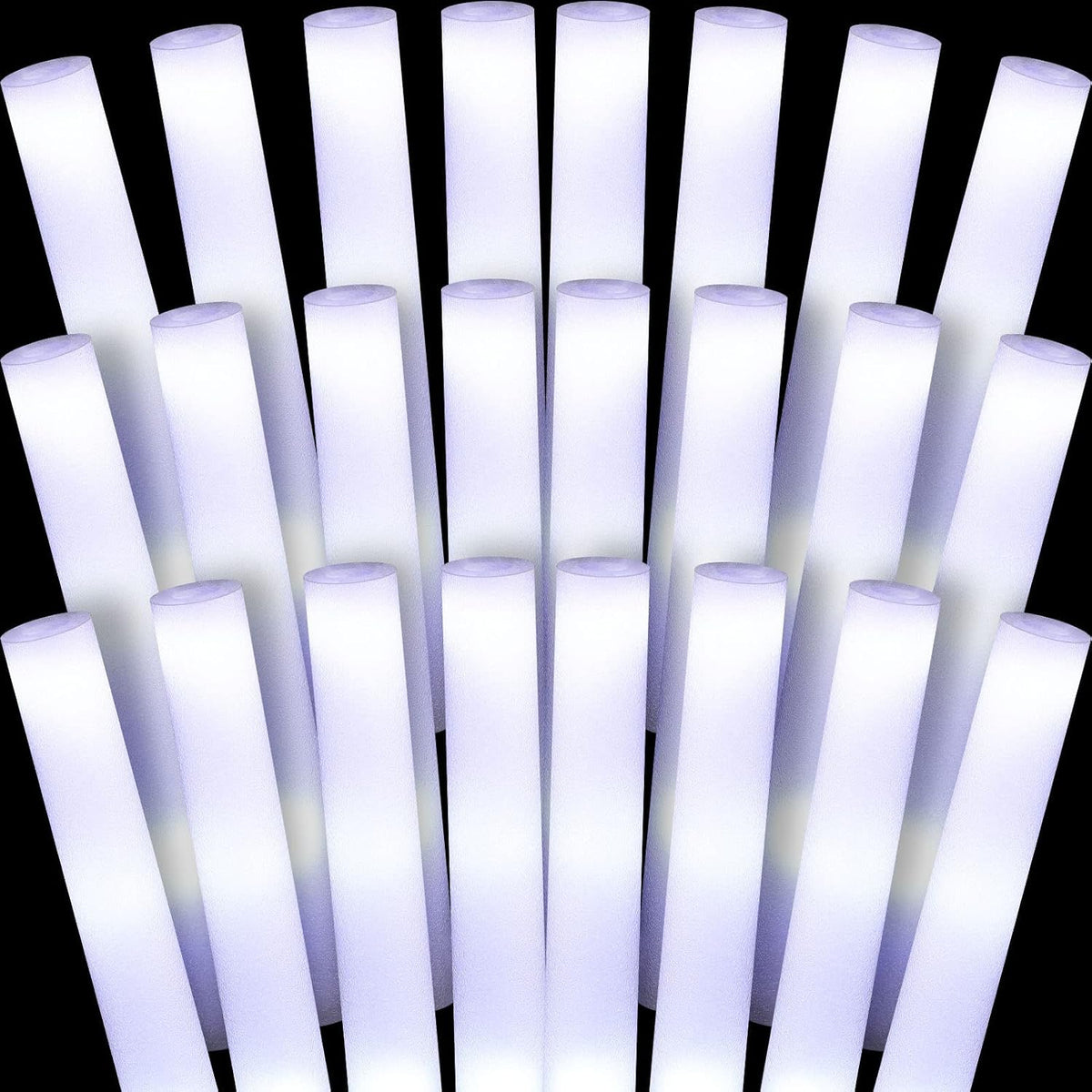 Liliful 48 piezas de varitas LED de espuma, varitas luminosas blancas intermitentes, set de fiesta temática, suministros para fiestas que brillan en la oscuridad para bodas, raves, conciertos, cumpleaños y eventos deportivos.