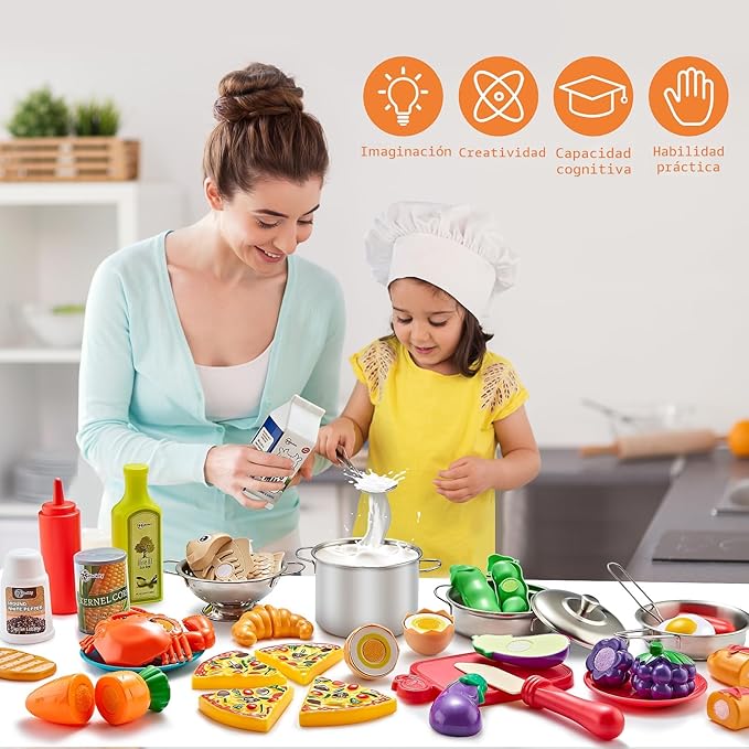 Set de Cocina Kidsciety para Niños | Utensilios Acero Inox | Comida Cortable | Niños y Niñas