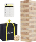 Juegos de bloques de madera gigantes Aivalas, 57 bloques, torre grande para exteriores - Incluye bolsa de transporte y marcador, juegos de apilamiento de madera para el jardín que crecen de 60 cm a más de 128 cm para niños, adultos y familias.