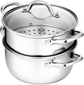 Olla Vaporera de Acero Inoxidable Chefbee 3.2 qt – Cesta para Alimentos, Verduras, Albóndigas y Sopas