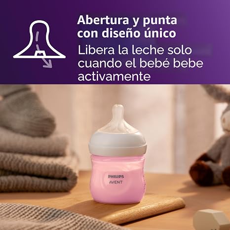 Philips Avent - Biberón natural con boquilla de respuesta natural, rosa, 4 onzas, paquete de 4, SCY900/14