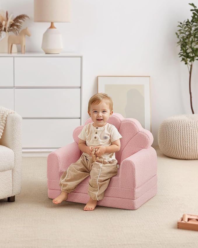 Sofá Infantil Blissful Diary 2 en 1 – Silla y Tumbona Convertible para Niños, Color Rosa