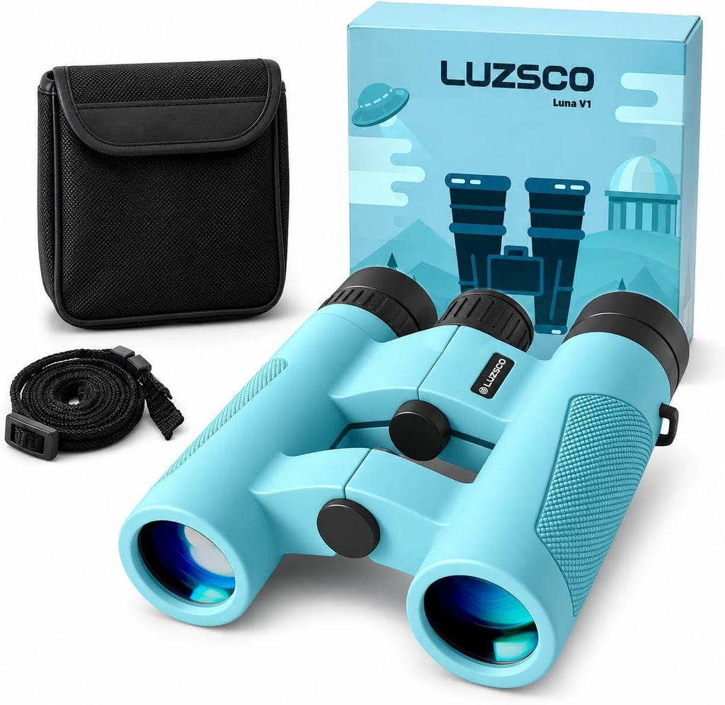 Prismáticos para niños de 8 a 12 años, prismáticos infantiles 10x25 para la exploración de la naturaleza, prismáticos HD para niños para la observación de aves, senderismo, acampada y aventuras al aire libre - Azul