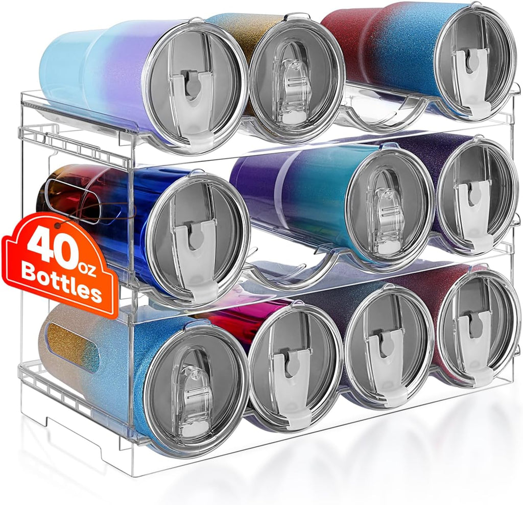 Organizador de Botellas Apilable Amaoot 4 Niveles | Transparente para Cocina, Refrigerador y Gabinete — Gran Capacidad