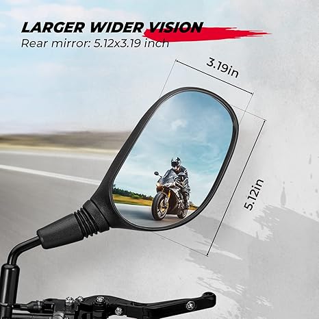 KEMIMOTO Espejos ATV, espejos de motocicleta de 0.315 in y 0.394 in para manillar, accesorios de ATV compatibles con scooter, motos de nieve y ciclomotor, ajuste de tipo bola de 360 grados