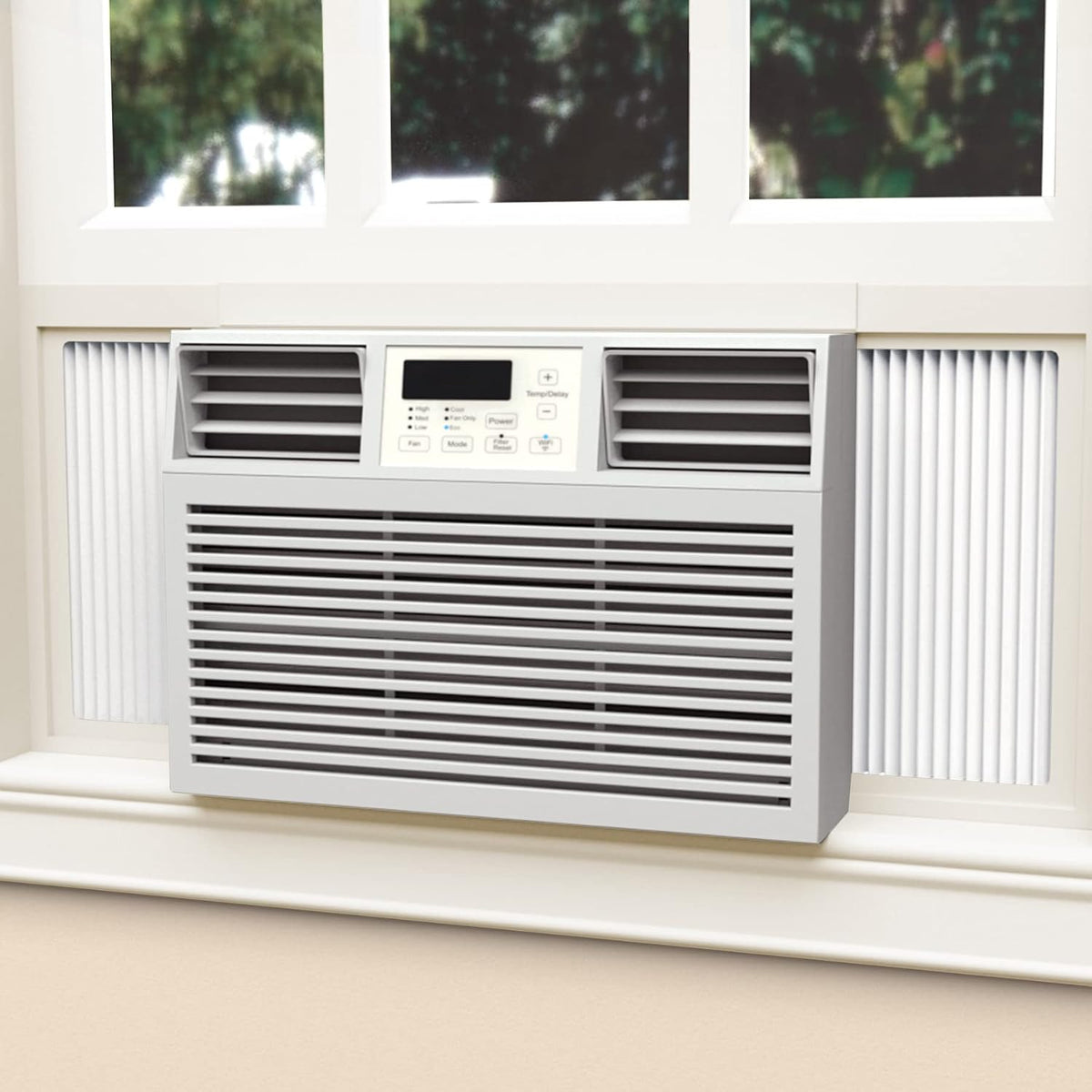 Paneles laterales para aire acondicionado de ventana GCGOODS con doble capa, kit de paneles laterales aislantes para aire acondicionado de ventana, ajustables, se adaptan a hasta 43 cm de alto x 25 cm de ancho, paquete de 2