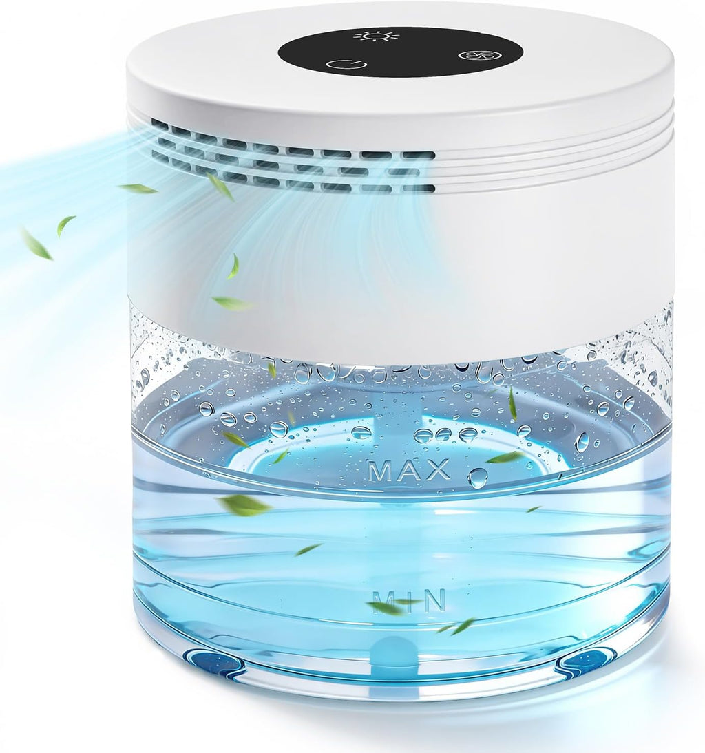 ⚠️ NO INCLUYE CABLE TIPO C, SU FUNCIONAMIENTO ES EXCELENTE – Purificador de Aire con Agua y Difusor de Aromas, 3 Velocidades, Pantalla Táctil, Apagado Automático 24H