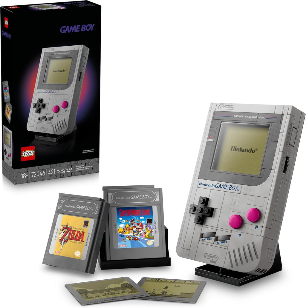 LEGO Super Mario Game Boy - Retro Building Sets for Adults, Ages 18+ - Gifts for Valentines Day for Him - Collectible Model with Game Paks and Display Stand