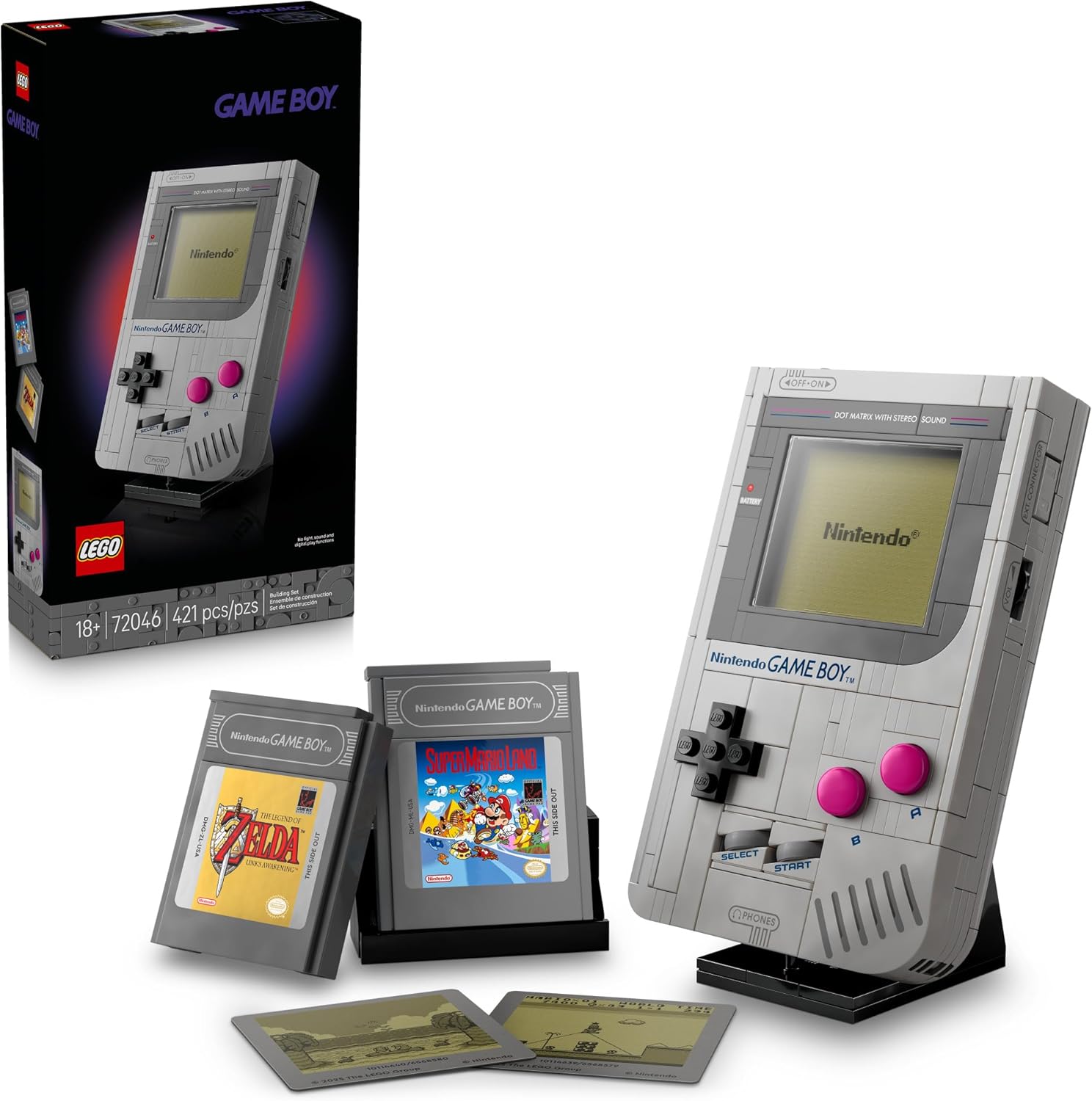 LEGO Super Mario Game Boy - Retro Building Sets for Adults, Ages 18+ - Gifts for Valentines Day for Him - Collectible Model with Game Paks and Display Stand