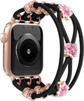 Pulsera de cuentas Newlibery compatible con Apple Watch de 40 mm, 41 mm, 38 mm y 42 mm (S10/11). Correa de repuesto elegante de nailon elástico trenzado estilo bohemio para iWatch Series 11/10/9/8/7/6/5/4 SE 3/2/1.