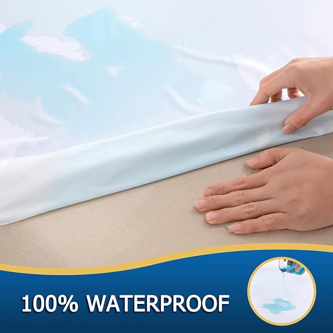 Funda de colchón impermeable con cremallera, transpirable, sin ruido, lavable a máquina, con cremallera, se adapta a colchón