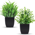 Der Rose Paquete de 2 plantas artificiales pequeñas en maceta, plantas falsas negras, accesorios de baño para el hogar, oficina, escritorio, decoración de baño, interiores
