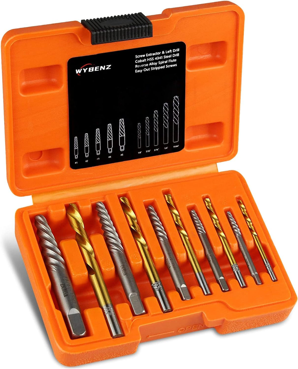 Juego de 14 extractores de tornillos y brocas para taladro de mano izquierda, juego de extractores de tornillos Easy Out, kit extractor de pernos rotos, extractor de pernos