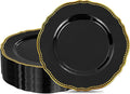 Hioasis 60 platos llanos negros y dorados para bodas