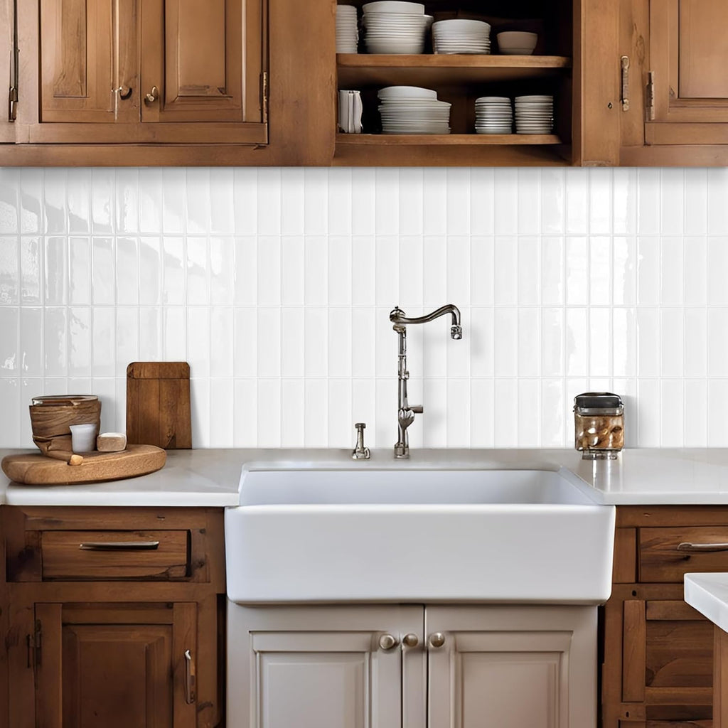 Azulejos Adhesivos Art3d 11.4x9" Vinilo Blanco — Pack 10, Peel and Stick, Para Cocina y Decoración de Paredes