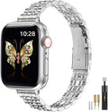 MioHHR Correa Metálica delgada Compatible con Apple Watch Banda 42mm (Series 11 10) 41mm (Series 9 8 7) 40mm (Series 6 5 4 SE3/2/1) 38mm (Series 3 2 1), Bandas de Acero Inoxidable iWatch para Mujeres