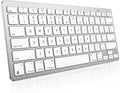 Teclado inalámbrico OMOTON para Mac, diseño ultradelgado y compacto (sin teclado numérico), teclado Bluetooth estable para Mac, ergonómico y portátil, compatible con MacBook Pro/Air/iMac, color blanco plateado.