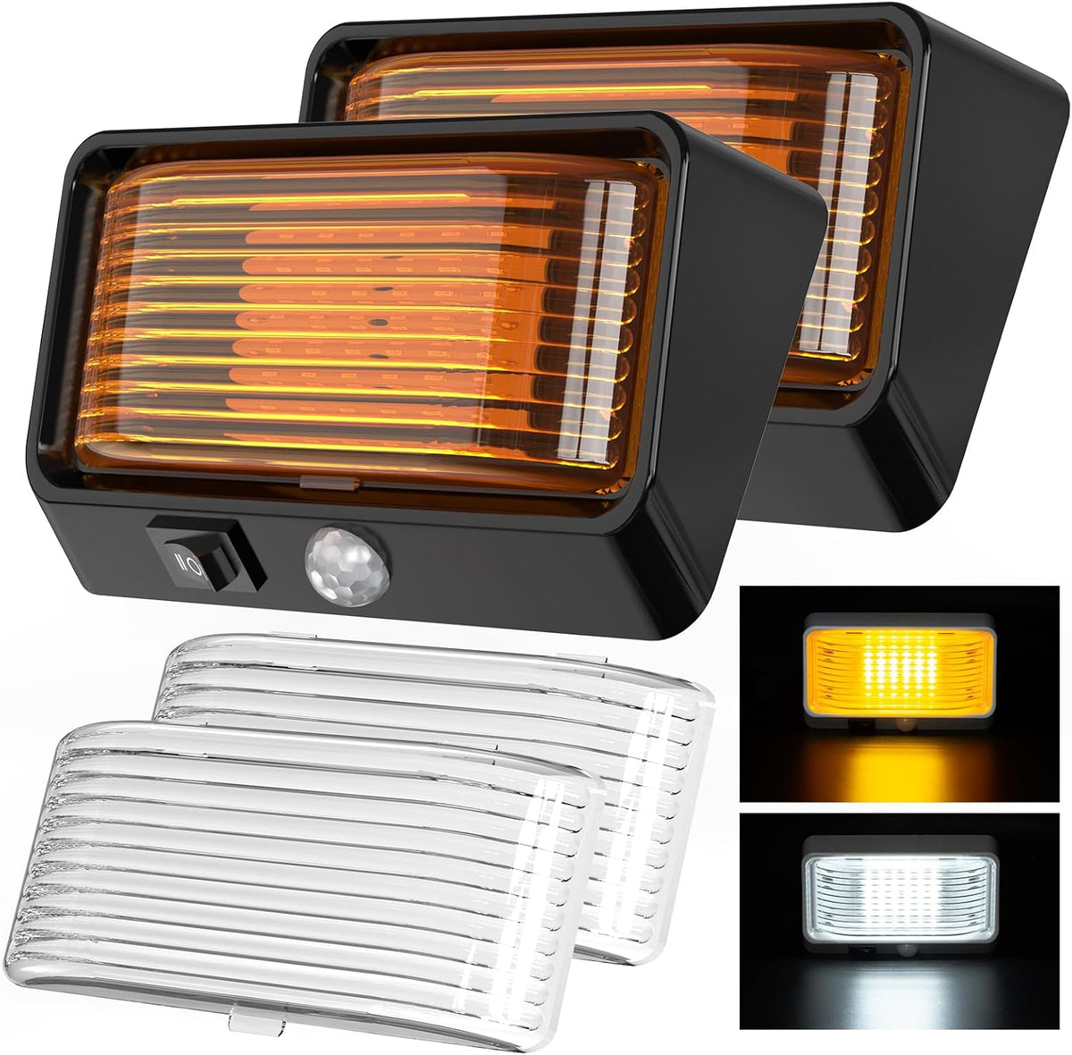 Lámpara LED Exterior BlueFire con Sensor de Movimiento – Resistente al Agua, Bajo Consumo, Fácil Instalación para Caravanas, Remolques y Autocaravanas, Color Negro