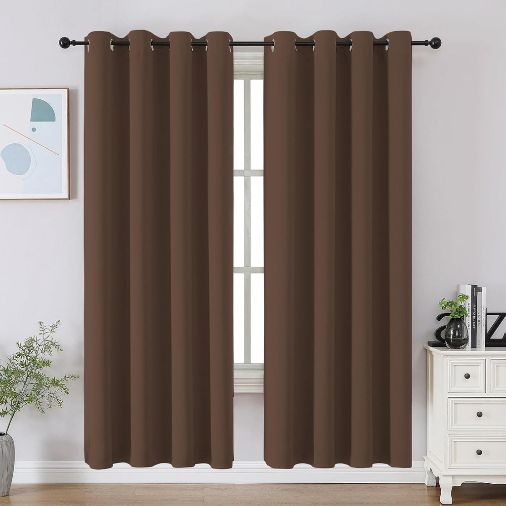 CUCRAF Brown Blackout Curtains 72 inch Length, Thermal Insulated Room Darkening Small Window Curtains for Bedroom,Light Blocking Drapes for Kitchen Living Room,Set of 2 Panels, 52 x 72 Inch