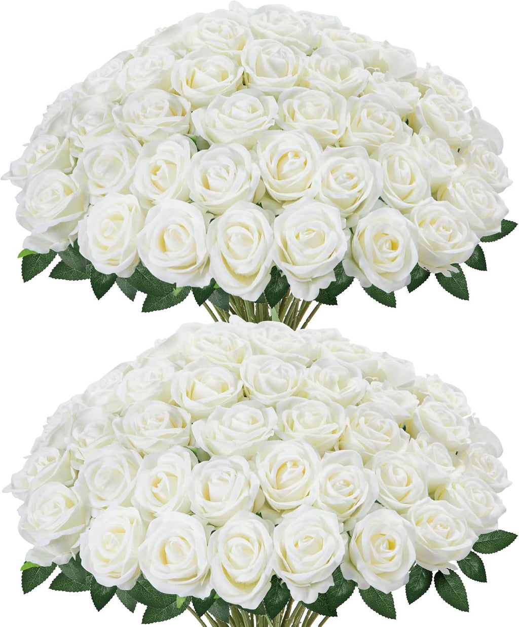 InnoGear 50 Rosas Blancas Artificiales, Rosas de Terciopelo Sedas Falsas, Flores Artificiales a Granel para Regalos de Madres, Decoración, Centros de Mesa para Bodas DIY, Propuestas de Matrimonio, Ramos de Novia (50, Blanco)