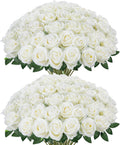 InnoGear 50 Rosas Blancas Artificiales, Rosas de Terciopelo Sedas Falsas, Flores Artificiales a Granel para Regalos de Madres, Decoración, Centros de Mesa para Bodas DIY, Propuestas de Matrimonio, Ramos de Novia (50, Blanco)