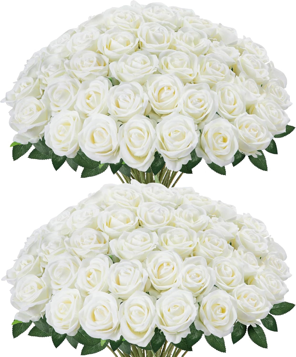InnoGear 50 Rosas Blancas Artificiales, Rosas de Terciopelo Sedas Falsas, Flores Artificiales a Granel para Regalos de Madres, Decoración, Centros de Mesa para Bodas DIY, Propuestas de Matrimonio, Ramos de Novia (50, Blanco)