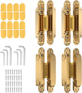SOLO 2 BISAGRAS (no 4) – Bisagras Ocultas 17.8cm para Puertas, Aleación de Zinc, Giro 180 Grados, Ajuste 3 Vías (Oro)