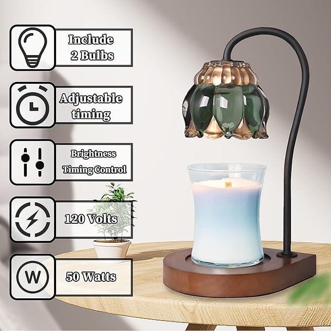 PPZHAVG Lámpara calentadora de velas, regalos de cumpleaños para mujeres, mamá, regalos del día de la madre, compatible con todas las velas de frasco, cera derretida para decoración del hogar