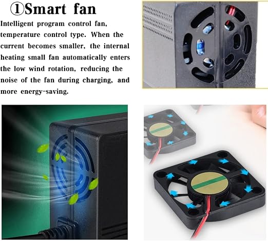 Cargador de batería LiFePO4 de 43,8 V y 7 A para baterías de litio de 36 V/38,4 V, cargador inteligente con conector Anderson, anillos M8, indicador LED, 10 Ah-80 Ah, LiFePO4, seguridad múltiple para carrito de golf, autocaravana, barco, hogar