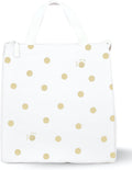 Bolsa térmica portátil Kate Spade New York para el almuerzo, con forro interior aislante y bolsillo de almacenamiento, para mujer, con lunares dorados y texto. 