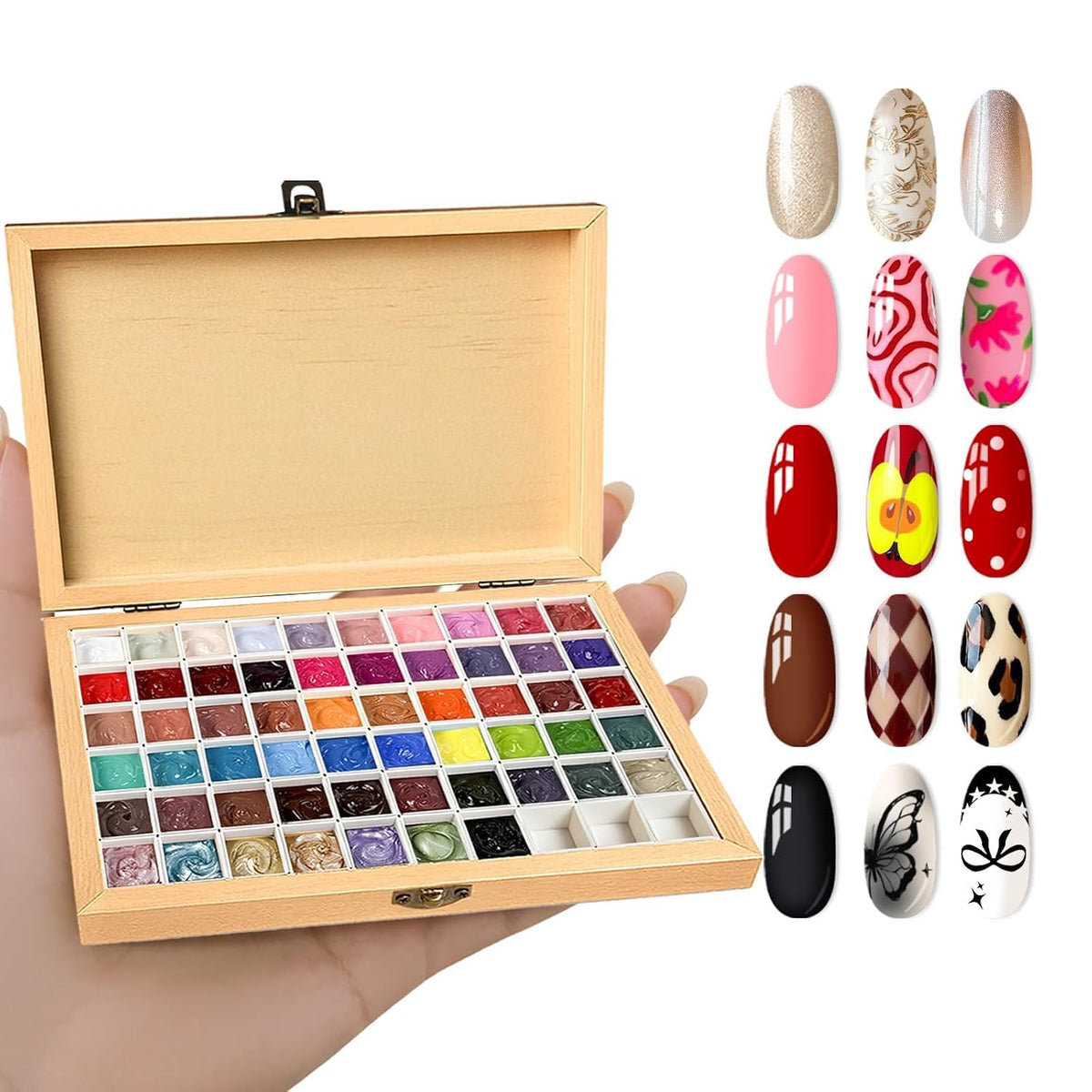 Kit de herramientas y mini esponjas para pintura de uñas GZIXBDA, esmalte en gel con 57 colores degradados, pintura de uñas en gel, rubor, efecto floreciente para pigmentos, uñas Aura, manicura francesa.
