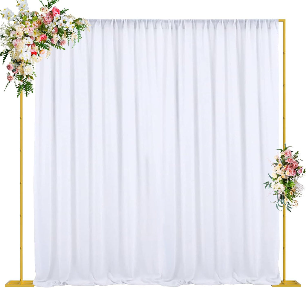 Soporte para fondo Wokceer de 3x3 metros (10x10 pies) con kit de tubo y cortina resistentes, soporte dorado ajustable para fondo de boda, fiesta de cumpleaños, fotografía, fondo de fotomatón y decoración navideña.